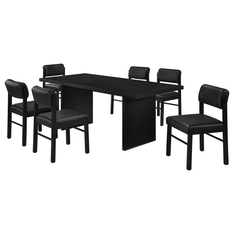 Decker 7-piece 82-inch Dining Set with Faux Leather Chairs Black