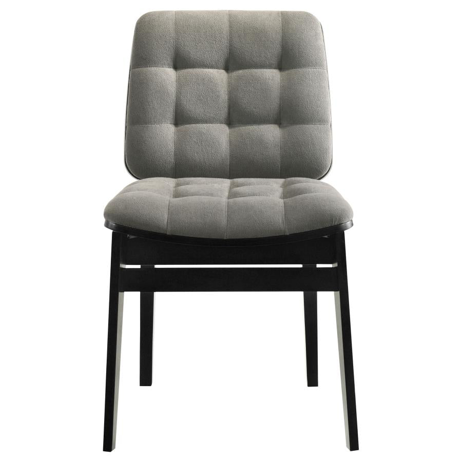 Decker 7-piece 82-inch Dining Set with Grey Tufted Chairs Black