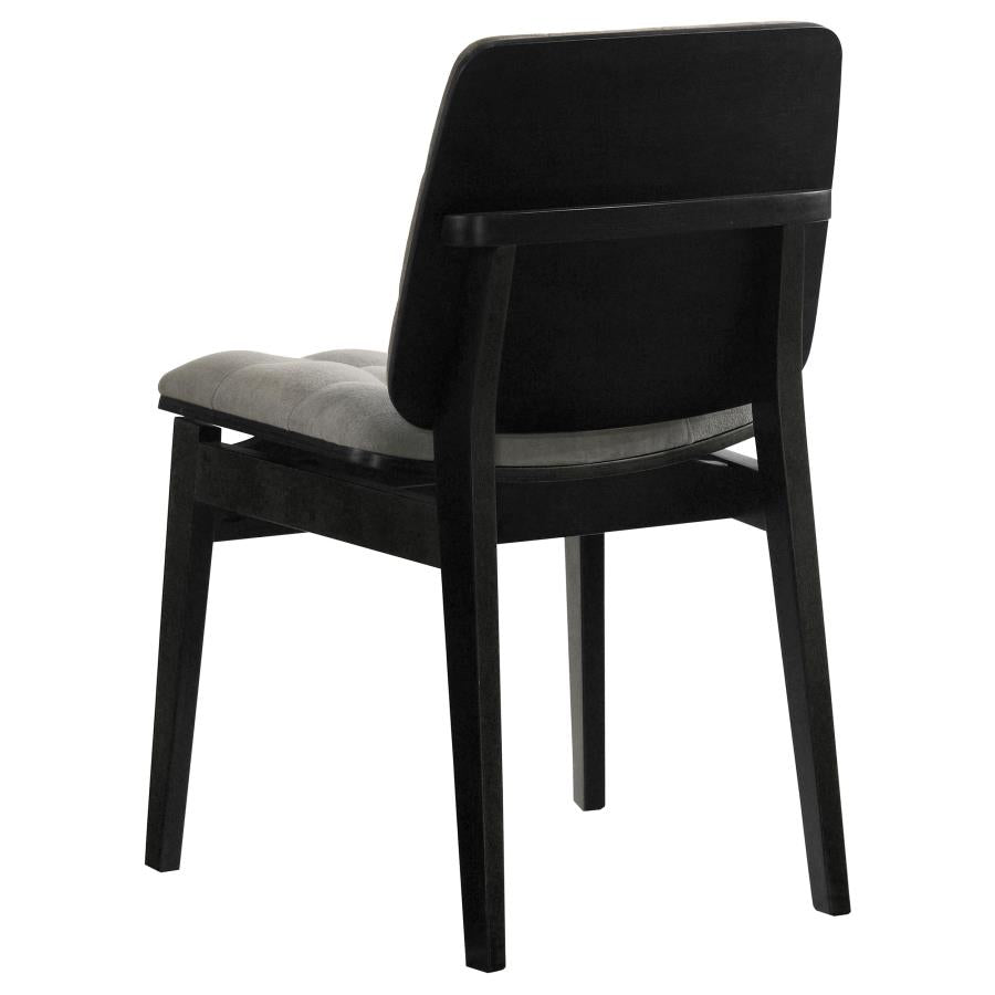 Decker 7-piece 82-inch Dining Set with Grey Tufted Chairs Black