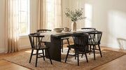 Decker 7-piece 82-inch Dining Set with Open Back Windsor Chairs Black