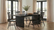 Decker 7-piece 82-inch Dining Set with High Back Windsor Chairs Black