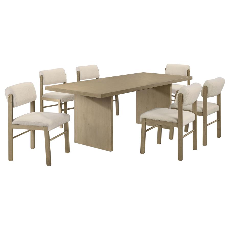Decker 7-piece 82-inch Dining Set with Fabric Chairs Natural Oak