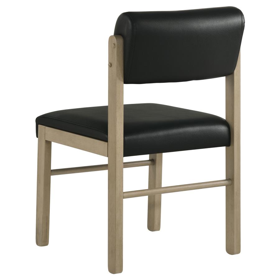 Decker 7-piece 82-inch Dining Set with Faux Leather Chairs Natural Oak