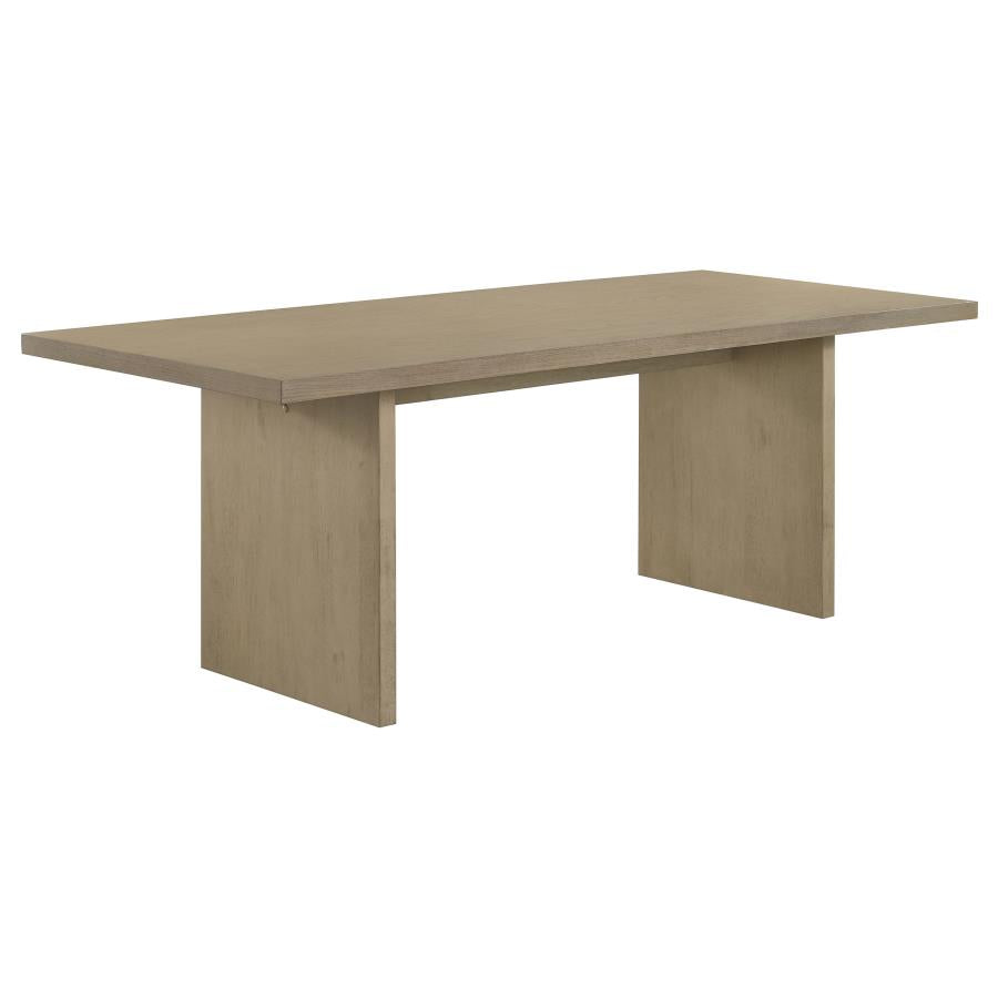 Decker 7-piece 82-inch Dining Set with Grey Tufted Chairs Natural Oak
