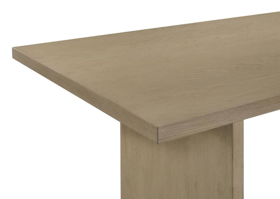 Decker 7-piece 82-inch Dining Set with Grey Tufted Chairs Natural Oak