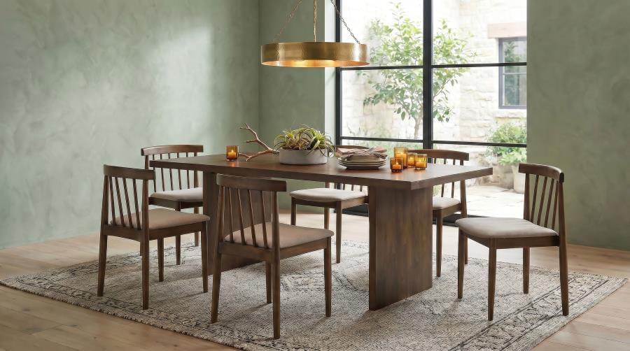 Decker 7-piece 82-inch Rectangular Dining Set Wheat and Walnut
