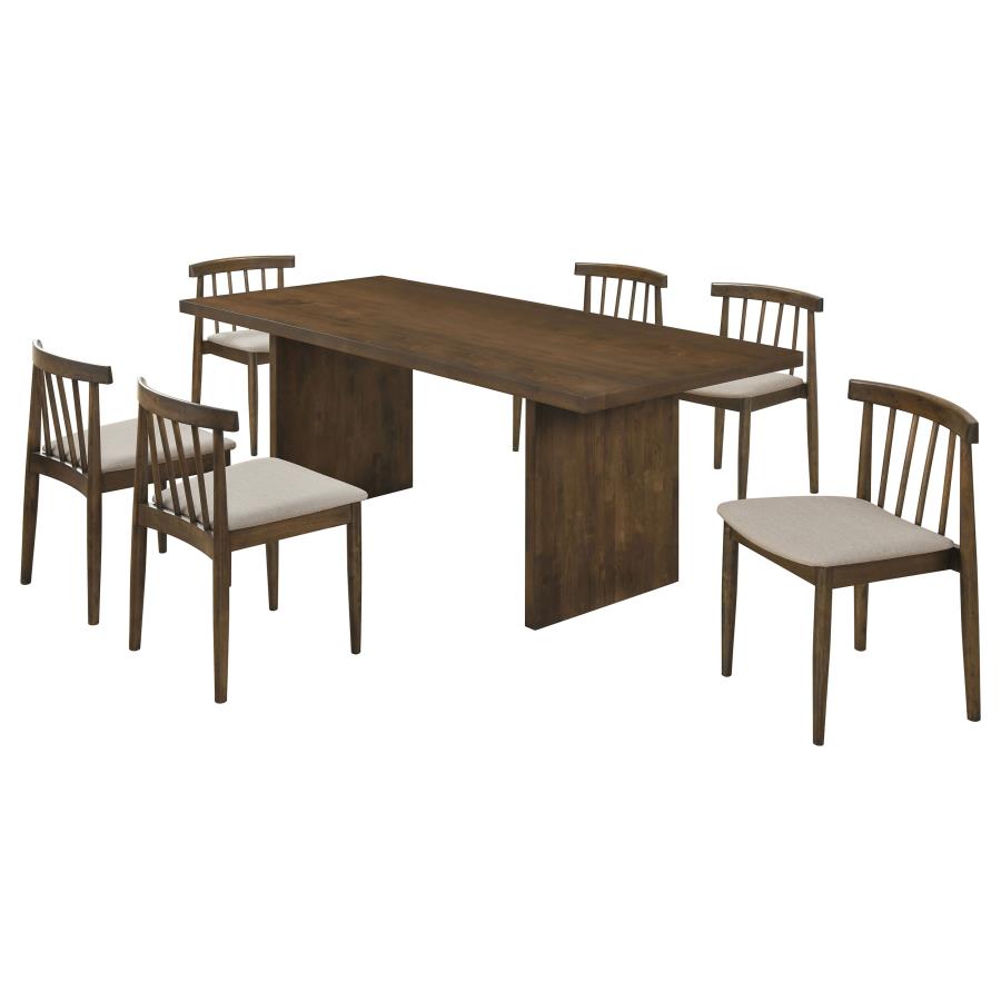Decker 7-piece 82-inch Dining Set with Upholstered Seat Chairs Walnut