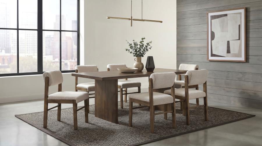 Decker 7-piece 82-inch Dining Set with Fabric Chairs Walnut