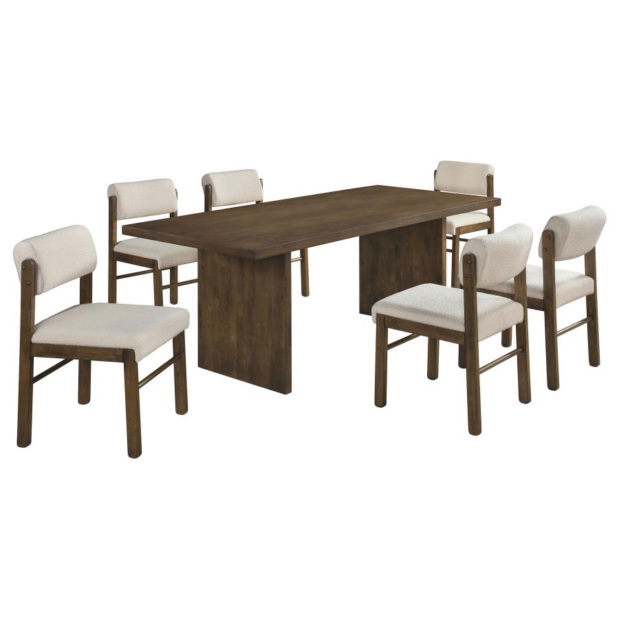 Decker 7-piece 82-inch Dining Set with Fabric Chairs Walnut