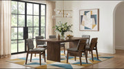 Decker 7-piece 82-inch Dining Set with Grey Tufted Chairs Walnut