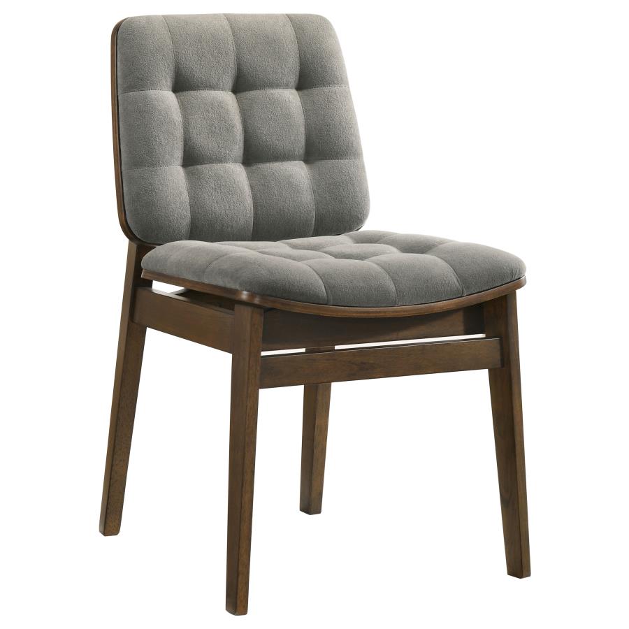 Decker 7-piece 82-inch Dining Set with Grey Tufted Chairs Walnut