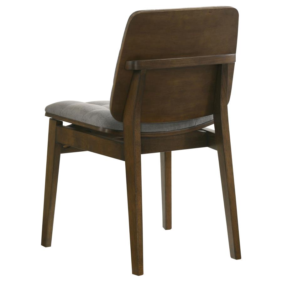 Decker 7-piece 82-inch Dining Set with Grey Tufted Chairs Walnut