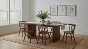 Decker 7-piece 82-inch Dining Set with Open Back Windsor Chairs Walnut