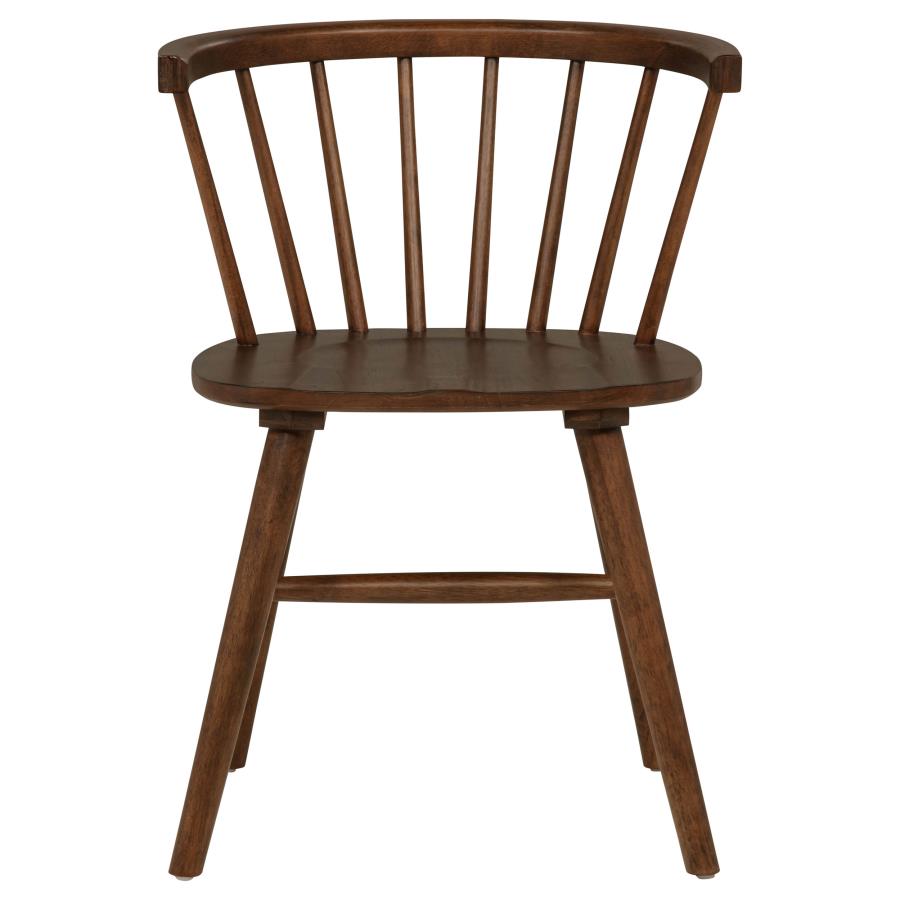 Decker 7-piece 82-inch Dining Set with Open Back Windsor Chairs Walnut