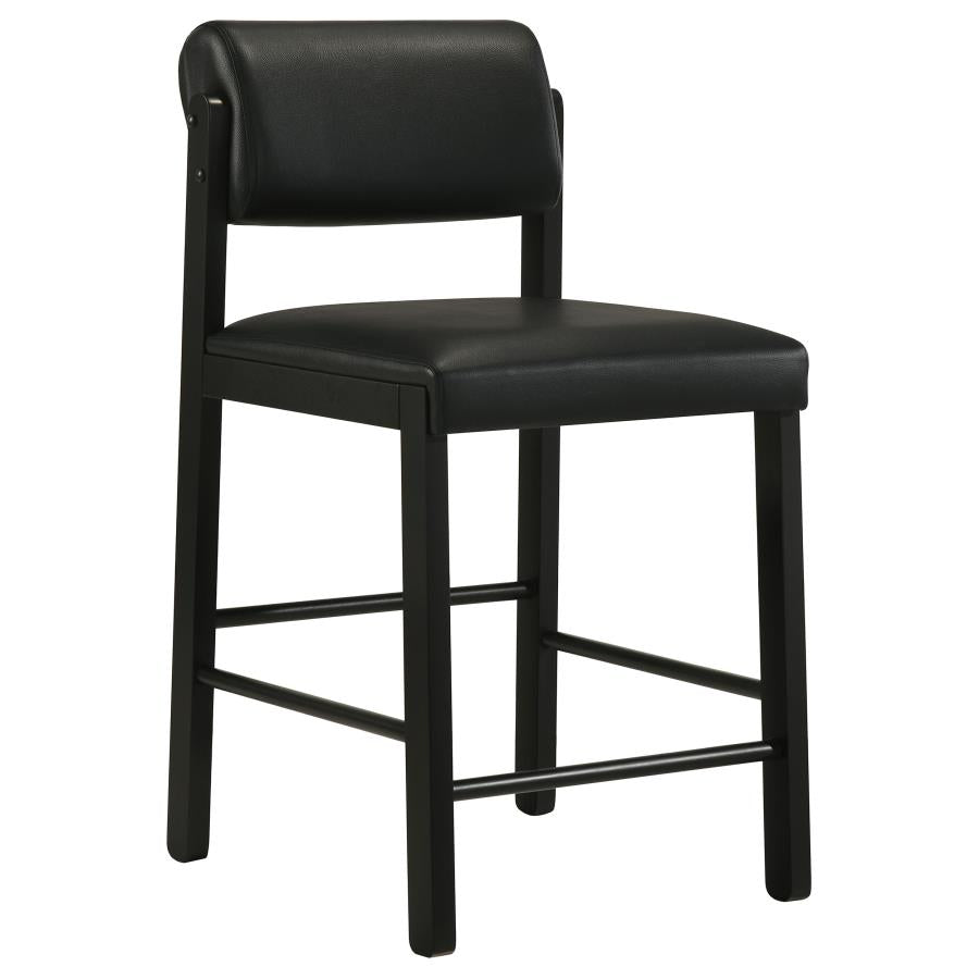 Decker 7-piece Counter Height Set with Faux Leather Chairs Black