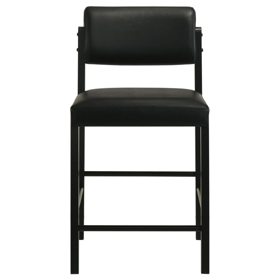 Decker 7-piece Counter Height Set with Faux Leather Chairs Black