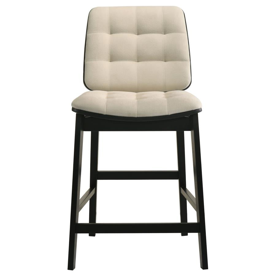 Decker 7-piece Counter Height Set with Cream Tufted Chairs Black