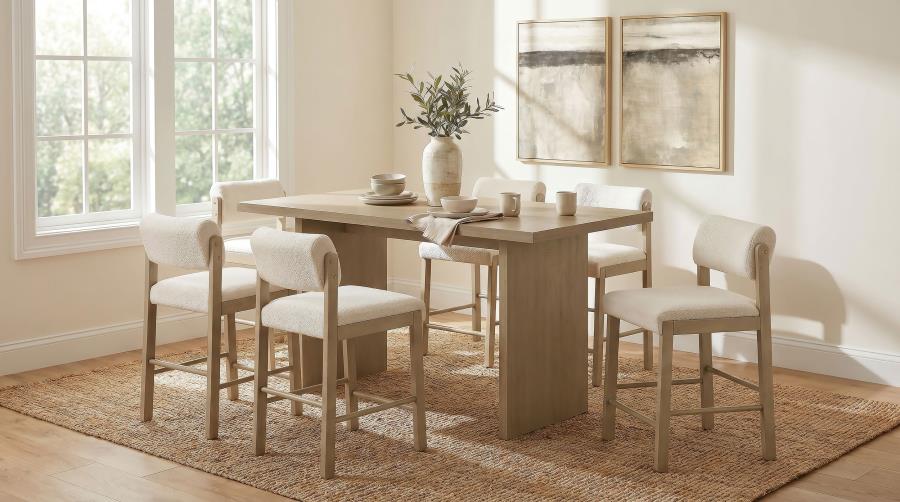 Decker 7-piece 70-inch Counter Height Dining Set Cream and Natural Oak