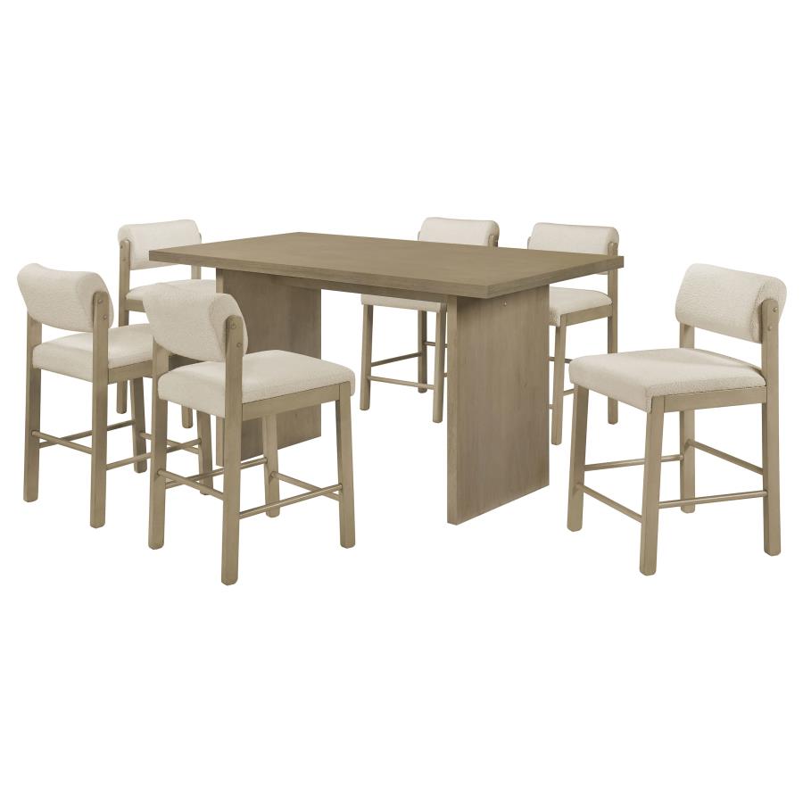 Decker 7-piece Counter Height Set with Fabric Chairs Natural Oak
