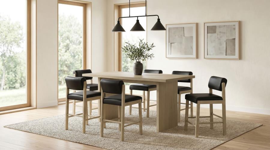 Decker 7-piece 70-inch Counter Height Dining Set Black and Natural Oak
