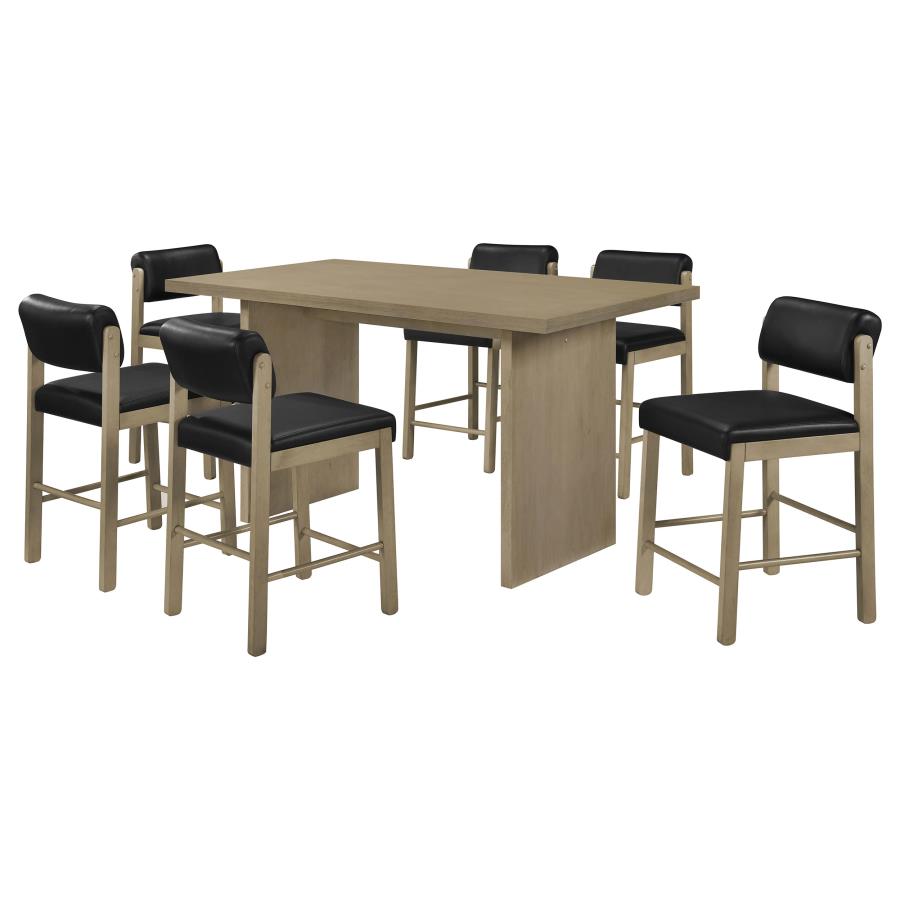 Decker 7-piece 70-inch Counter Height Dining Set Black and Natural Oak