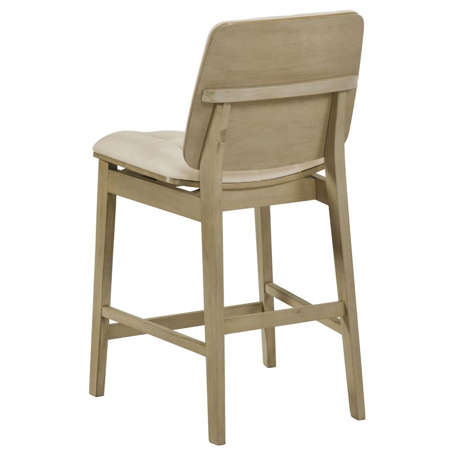 Decker 7-piece Counter Height Set with Cream Tufted Chairs Natural Oak