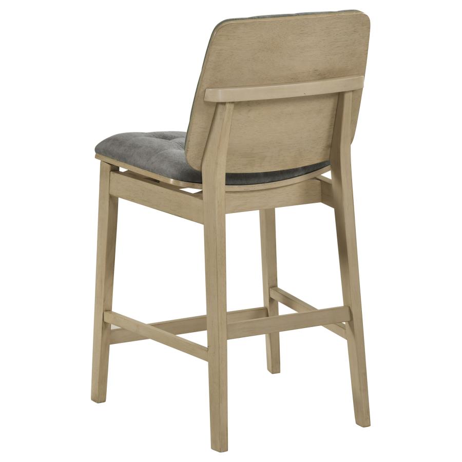 Decker 7-piece Counter Height Set with Grey Tufted Chairs Natural Oak