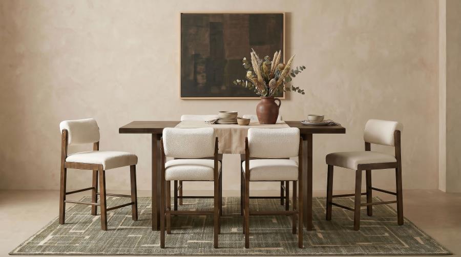 Decker 7-piece Counter Height Set with Fabric Chairs Walnut