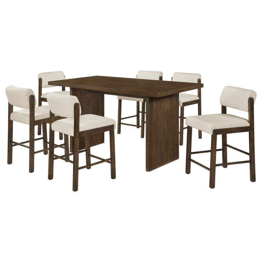 Decker 7-piece Counter Height Set with Fabric Chairs Walnut