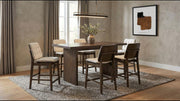 Decker 7-piece Counter Height Set with Cream Tufted Chairs Walnut