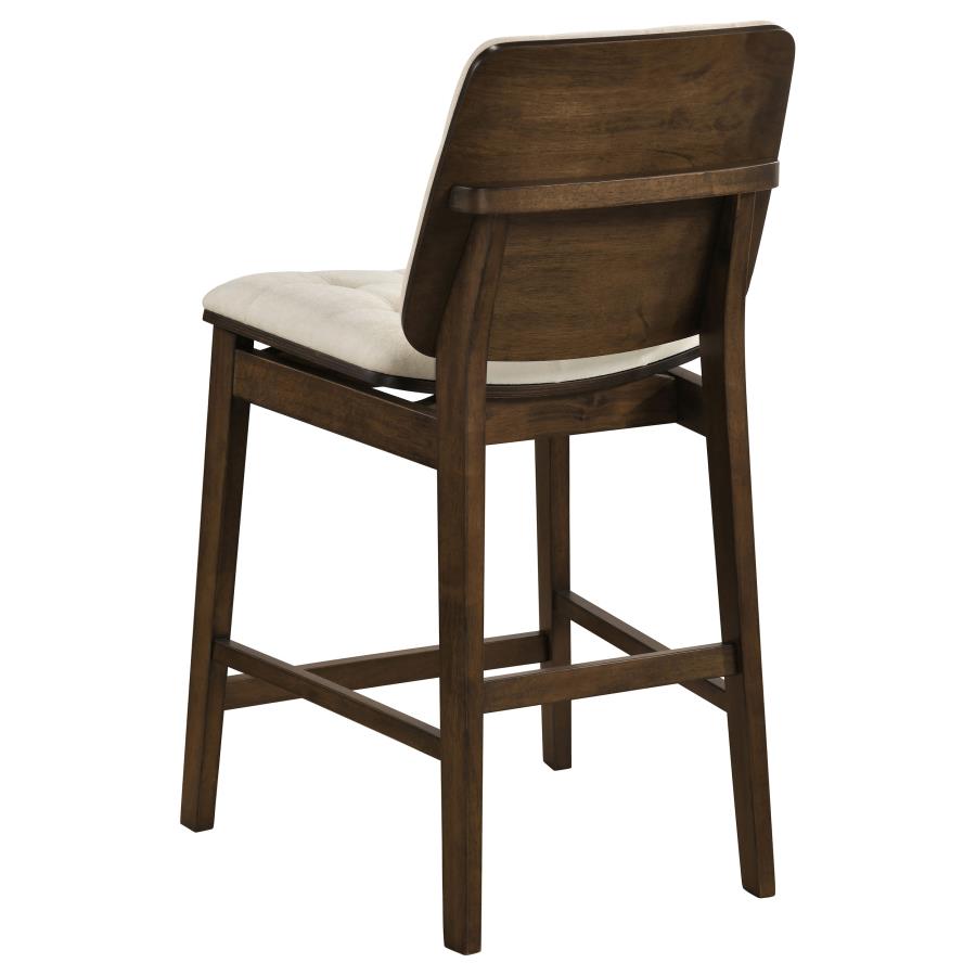 Decker 7-piece Counter Height Set with Cream Tufted Chairs Walnut