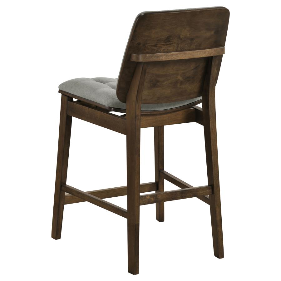 Decker 7-piece Counter Height Set with Grey Tufted Chairs Walnut