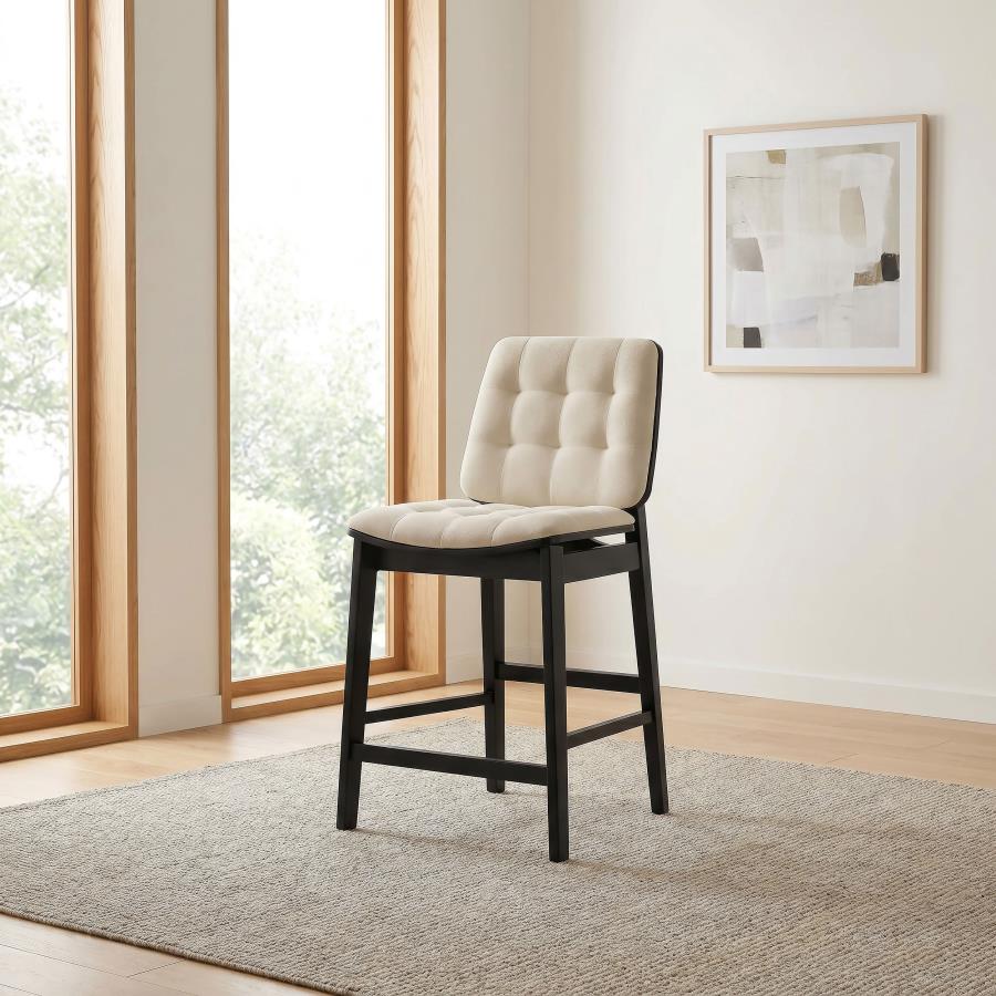 Redbridge Velvet Upholstered Counter Chair Cream and Black (Set of 2)