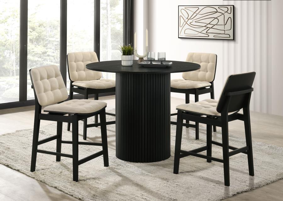 Redbridge Velvet Upholstered Counter Chair Cream and Black (Set of 2)