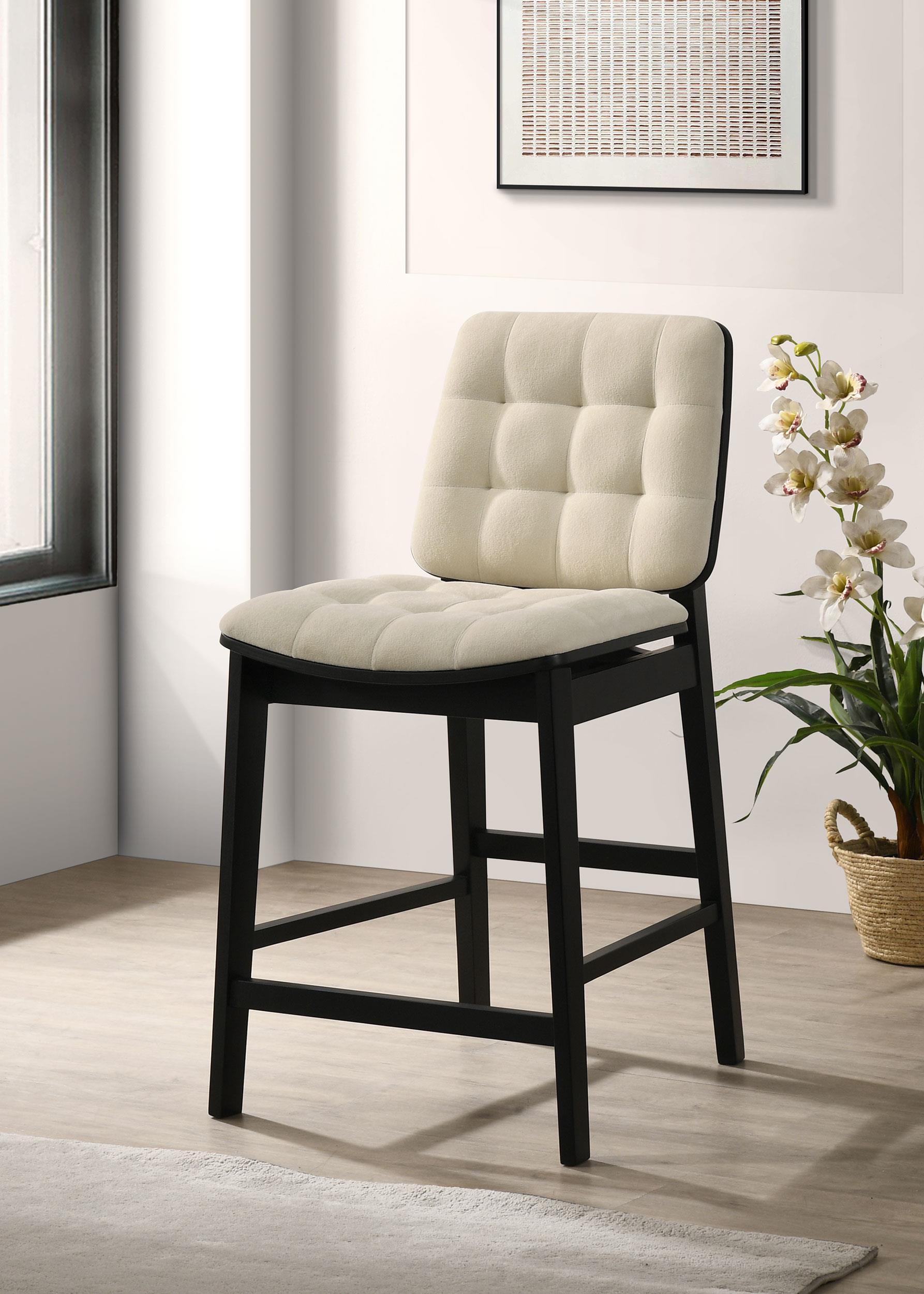 Redbridge Velvet Upholstered Counter Chair Cream and Black (Set of 2)