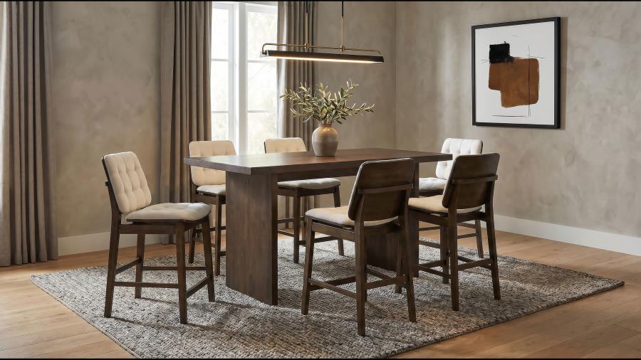 Redbridge Velvet Upholstered Counter Chair Cream and Walnut (Set of 2)