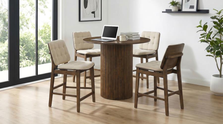 Redbridge Velvet Upholstered Counter Chair Cream and Walnut (Set of 2)