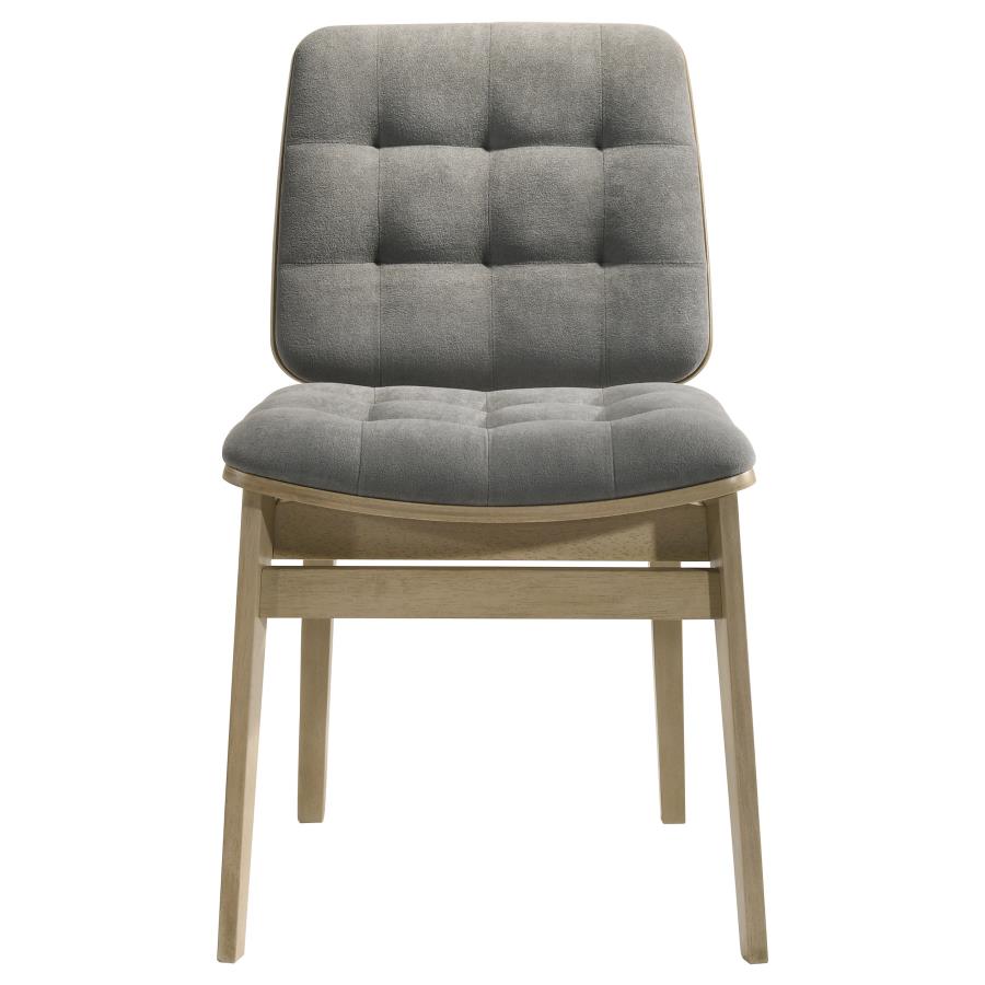 Redbridge Velvet Upholstered Side Chair Grey and Natural Oak (Set of 2)