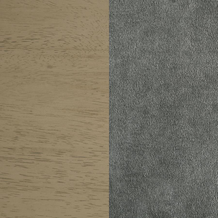 Redbridge Velvet Upholstered Side Chair Grey and Natural Oak (Set of 2)