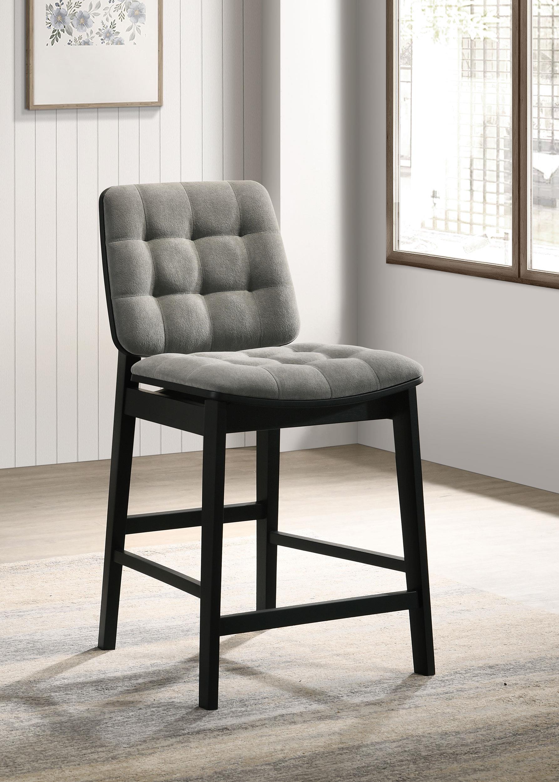 Redbridge Velvet Upholstered Counter Chair Grey and Black (Set of 2)