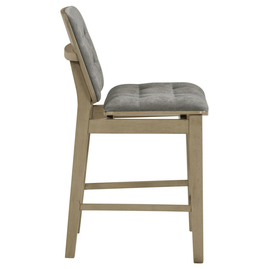 Redbridge Velvet Upholstered Counter Chair Grey and Natural Oak (Set of 2)