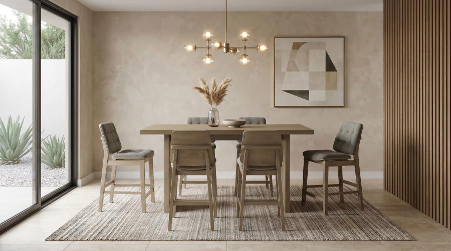 Redbridge Velvet Upholstered Counter Chair Grey and Natural Oak (Set of 2)