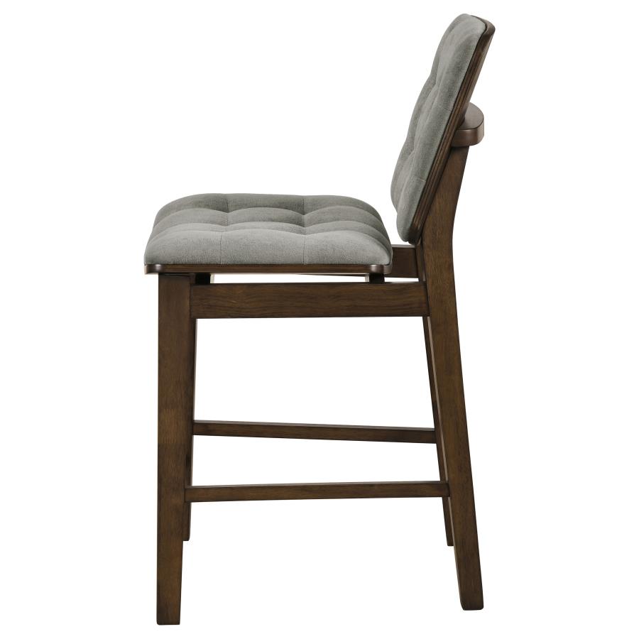 Redbridge Velvet Upholstered Counter Chair Grey and Walnut (Set of 2)