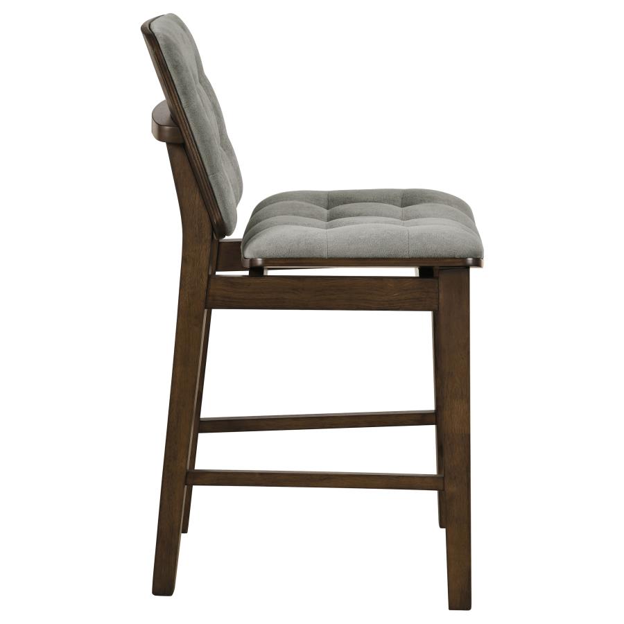 Redbridge Velvet Upholstered Counter Chair Grey and Walnut (Set of 2)