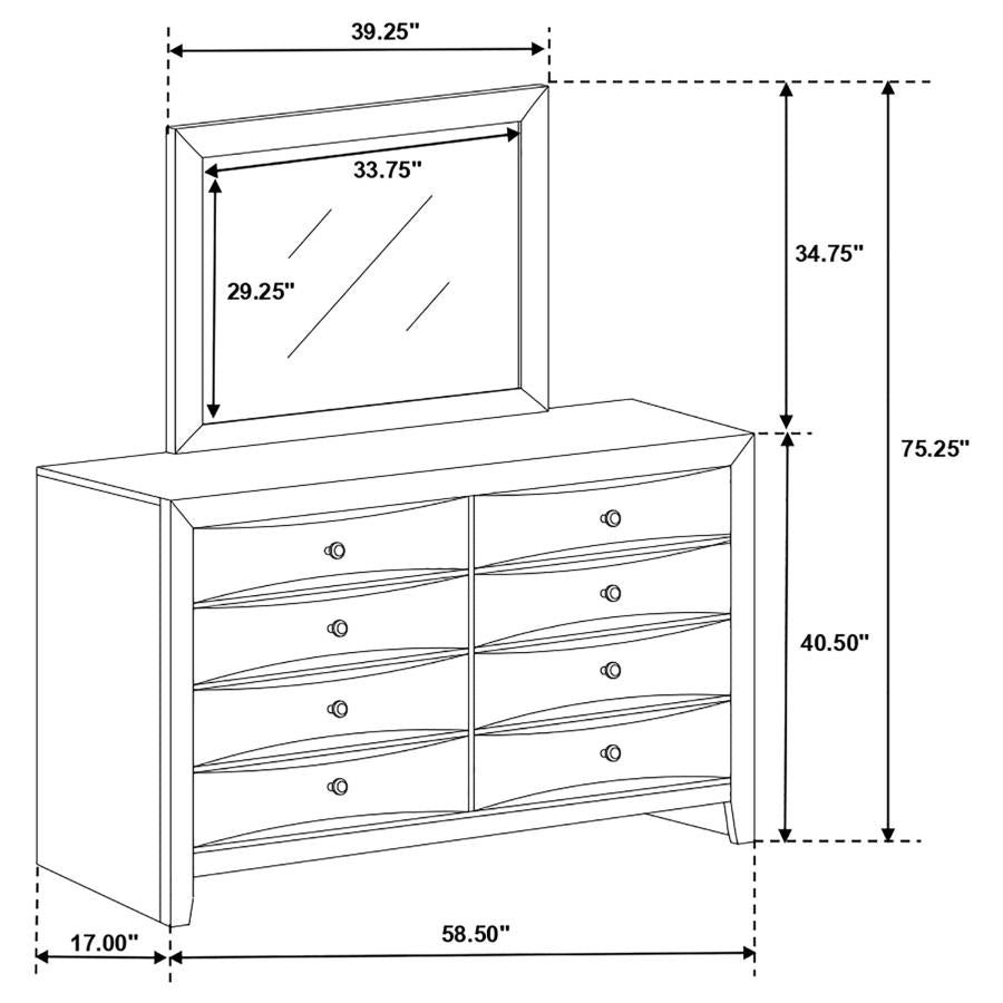 Briana 8-drawer Dresser with Mirror Black