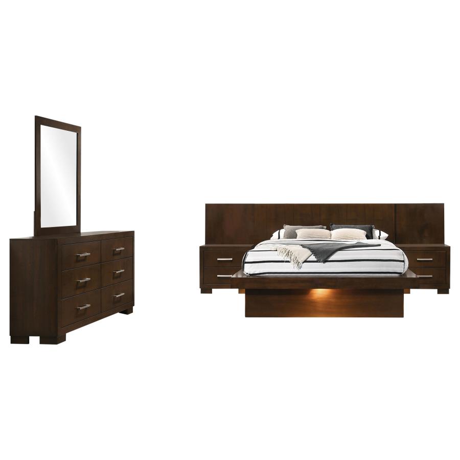 Jessica 5-piece Eastern King LED Wall Panel Bedroom Set Cappuccino
