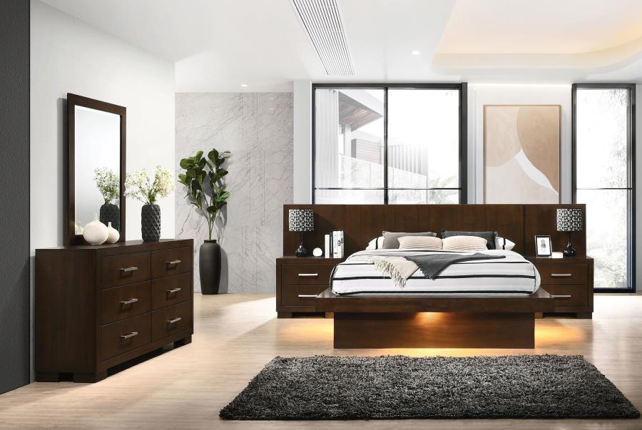 Jessica 5-piece Queen LED Wall Panel Bedroom Set Cappuccino