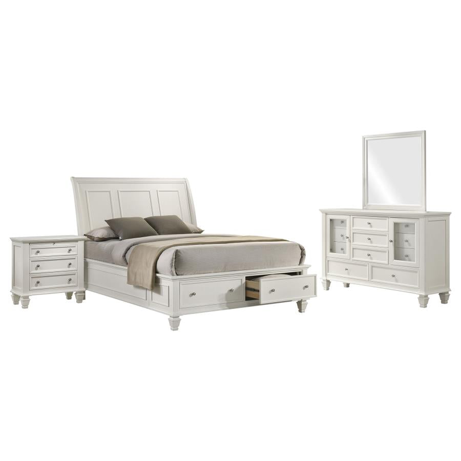 Sandy Beach 4-piece Eastern King Storage Bedroom Set Cream White