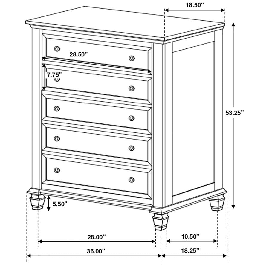 Sandy Beach 5-piece Eastern King Storage Bedroom Set Cream White