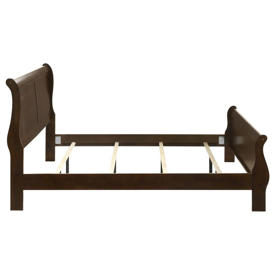 Louis Philippe Wood Eastern King Sleigh Bed Cappuccino